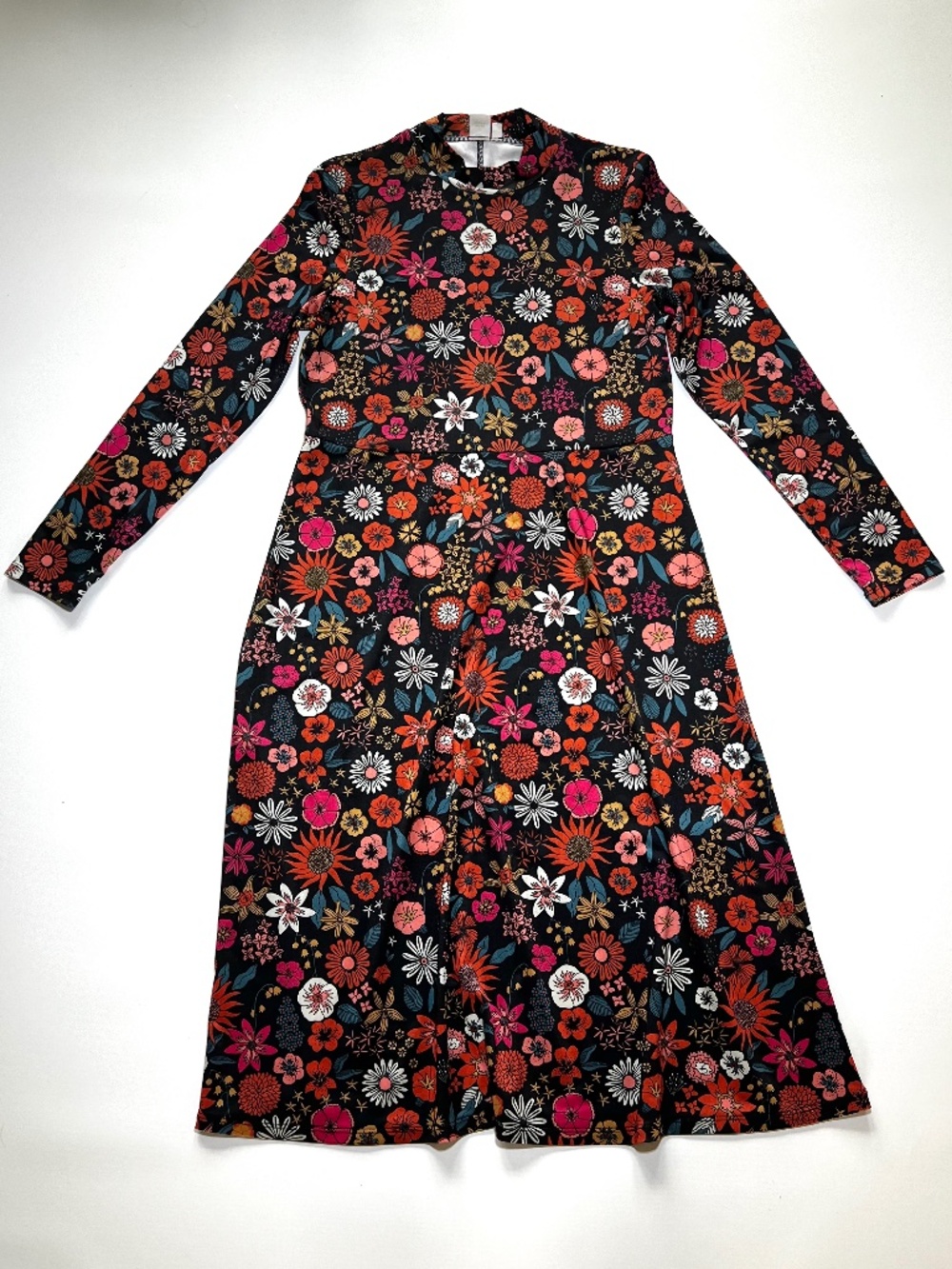 Retro Style Hippie Dress Floral Colourful - Simon’s Canada - TWIK Brand - Size L
